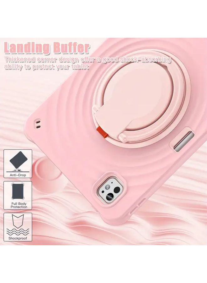 Pink iPad Pro 11 Inch 2024 Case with Bracket Water Ripple Non Slip Scratch Resistant - Image 4